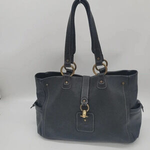 CLAUDIA FIRENZE ITALY Womens BLACK PEBBLE LEATHER LARGE SATCHEL TOTE HANDBAG